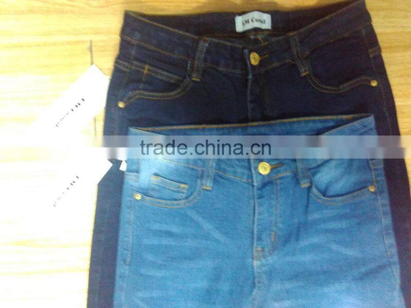 GZY Guangzhou stock lots classical slim fit ladies jeans top design