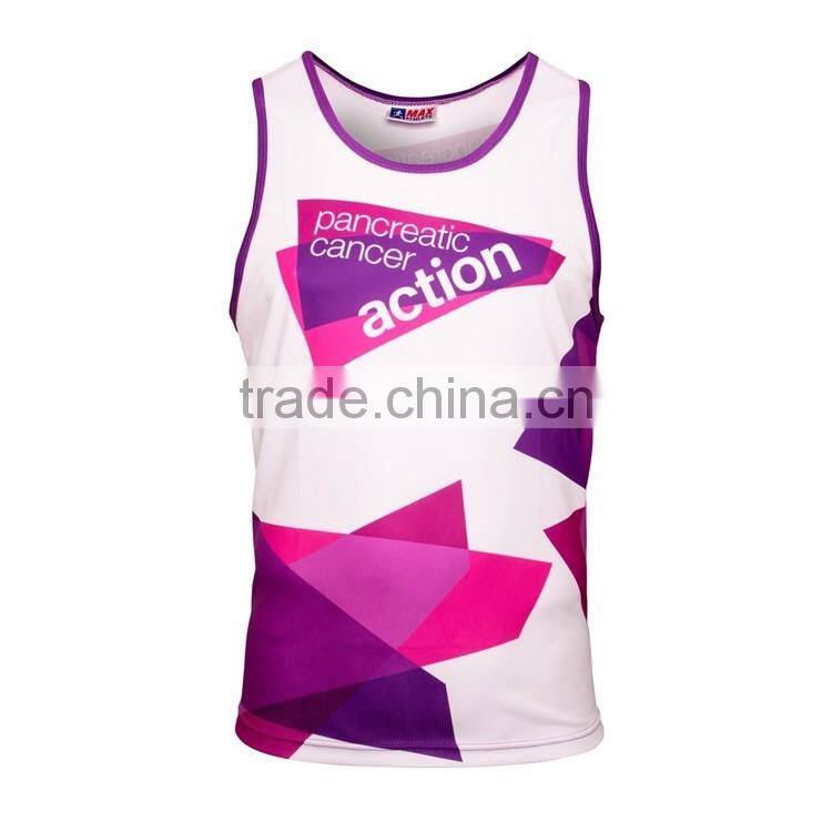 Custom gym tank top of running team no sleeve cool sports singlet/vest for men