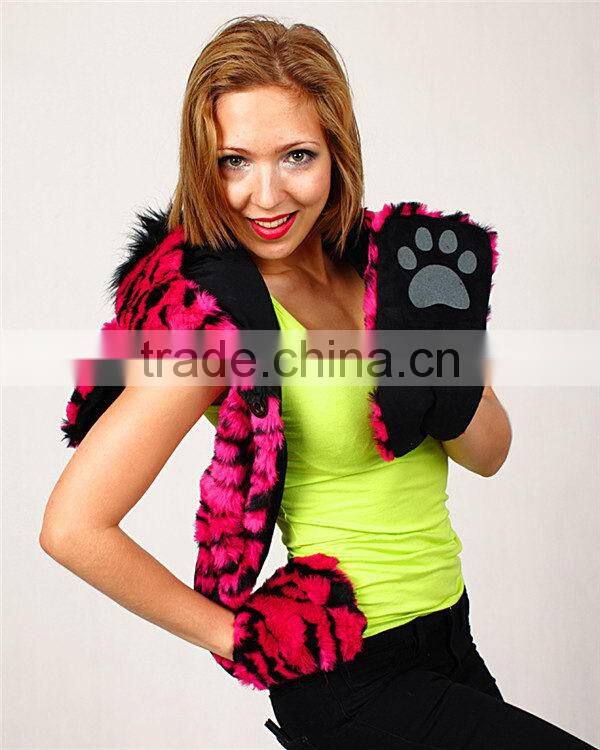 Excellent quality hot sale outdoor plush animal toy hood hats