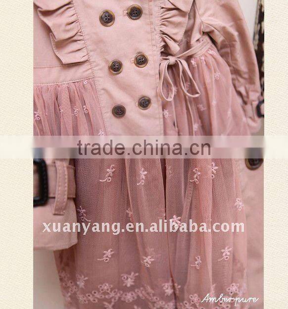 fashion child new year coat whit lace;kids winter clothes