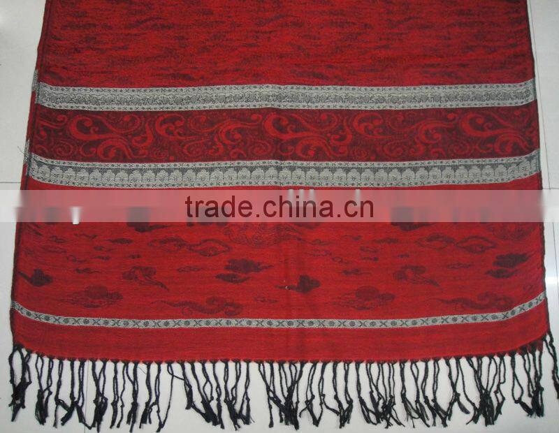 Fashion Jacquard shawl 100%polyester