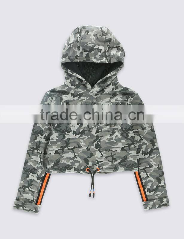 cotton rich Girls' Camouflage Print Hooded top+short kids teenagers pullover hoodie suit (5-16years)