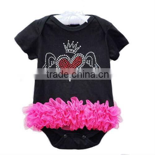 Hot sale ! Fashionable Girls Boutique Children Summer Lace Romper with Straps and Bow for Infant ,Toddler