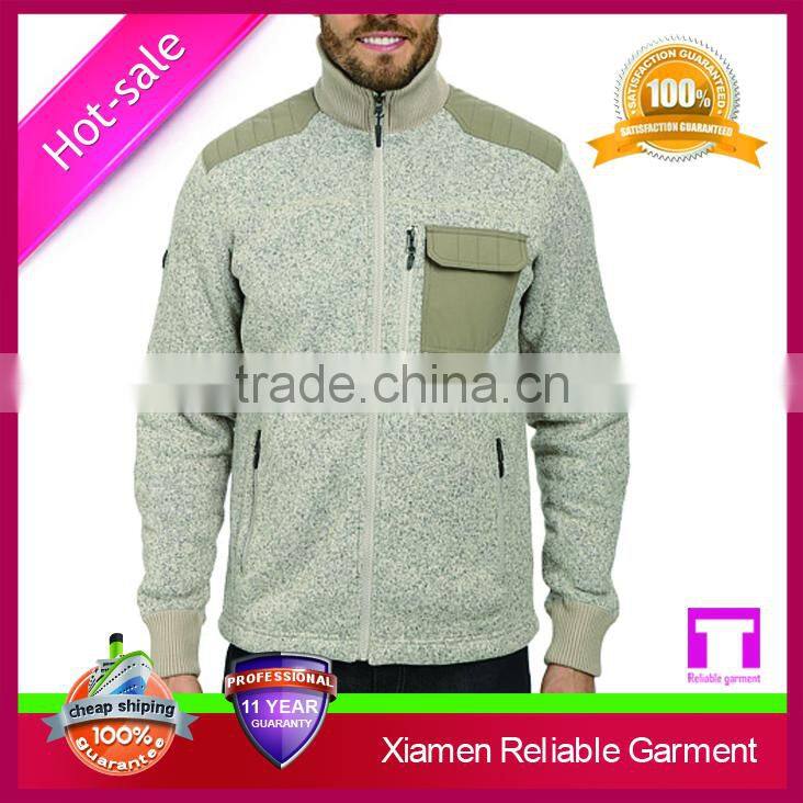 2015 zip style winter soft sweater knit fleece fabric jackets for men sport wear