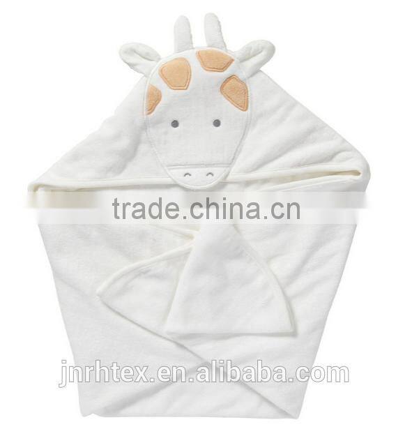 Eco-friendly applique terry bamboo hooded baby towel