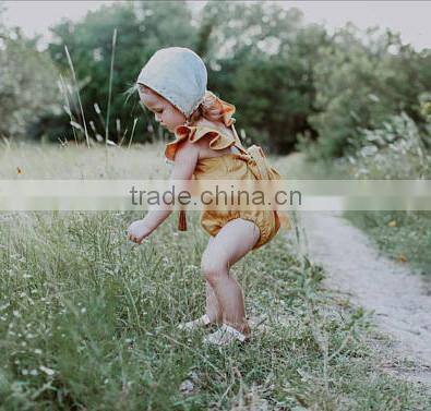 Baby Boutique Wholesale Baby Wear Clothes Best Quality Linen Fabric Baby Romper