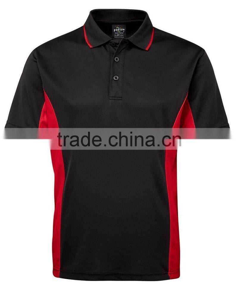 China supplier 100%polyester contrast colors sports gym wear athletic dry fit quick-dring mens running polo shirts