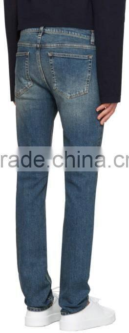 Men wholesale cheap jeans custom fashion blue straight ripped denim man jean
