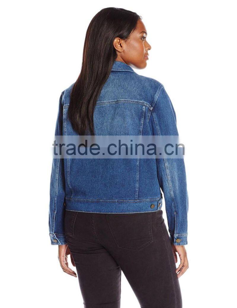 High Quality Hot Sale OEM Service Women's Plus-Size Gray Denim Jacket/Blazer