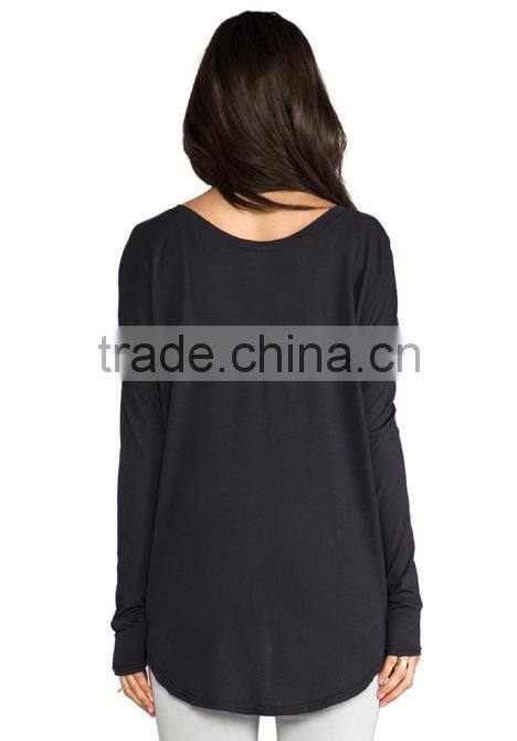 long sleeve tattoo shirt tail hem t-shirt