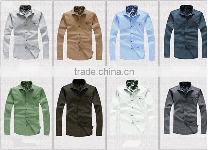 2016 men embroidered floral printed slim fit casual shirt