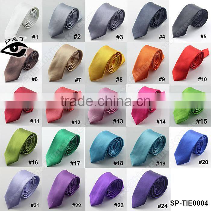24 Colors Wholesale 100% polyster skinny ties for men skinny Men neck tie custom neckties fabric bow ties