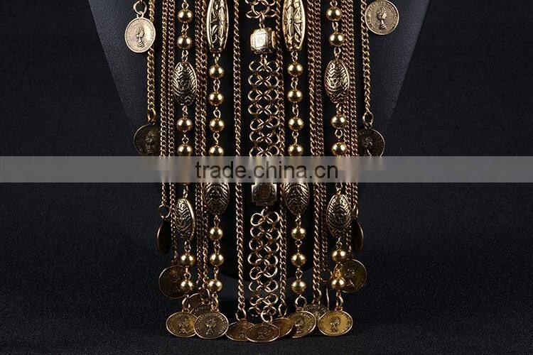 2016 indian handmade tribal tassel necklace in gold sliver color for women