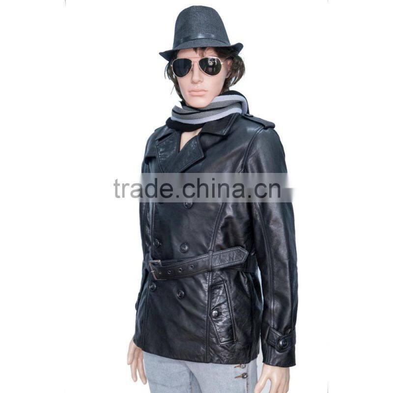 DOUBLE PRESS OFFICER LEATHER COAT SHEEP LEATHER