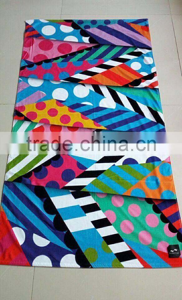 100cotton velour full print custom design 75*150cm with hunging loops back side terry luxury beach towels