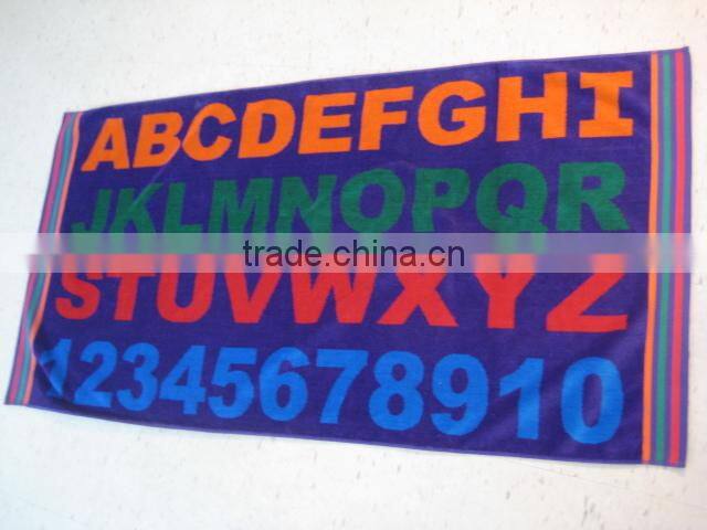 100%cotton Custom logo woven jacquard beach towel