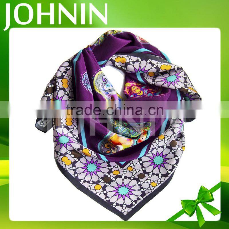 Chinese factory No MOQ polyester satin square scarf