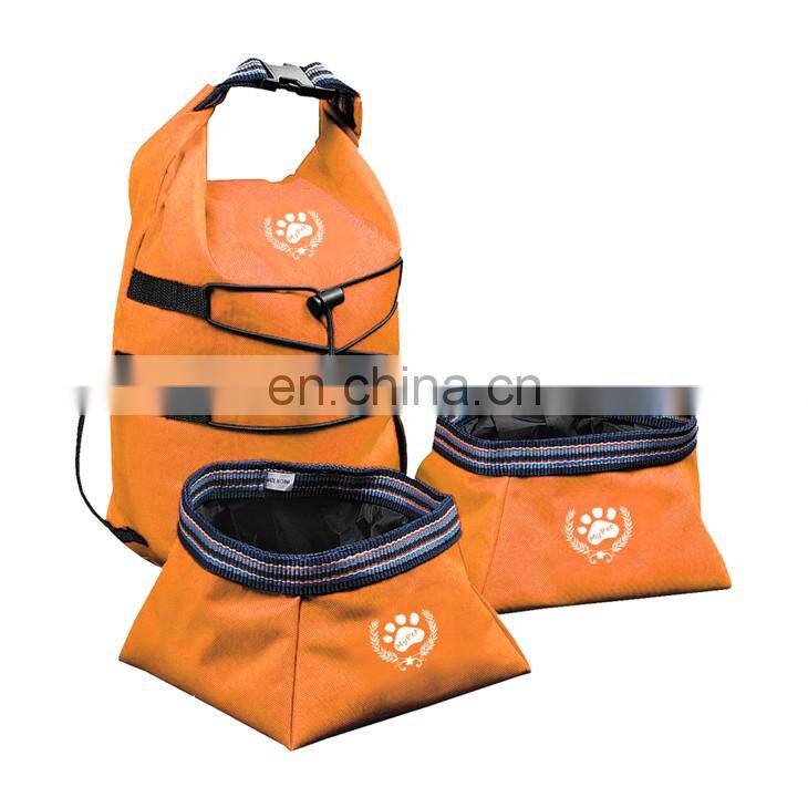 Foldable Polyester Pet Bowl Bag, dog food storage bag.
