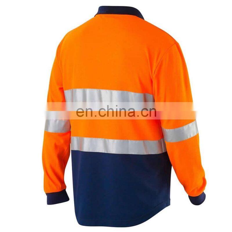 OEM Service High Visibility Long Sleeve Reflective safety polo shirt custom
