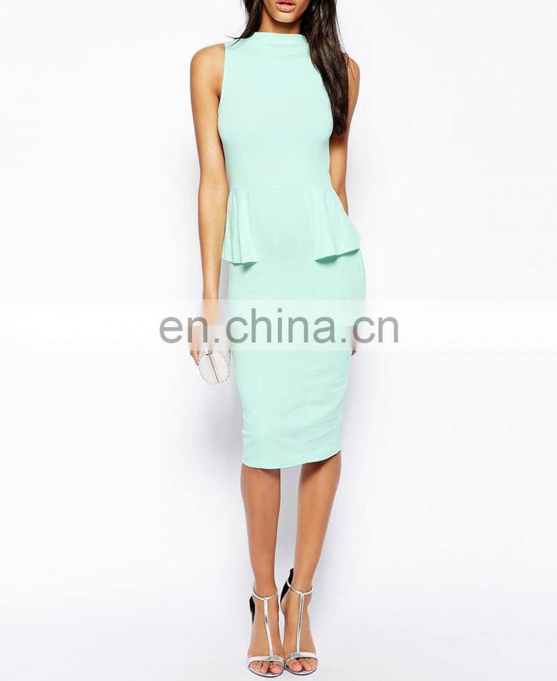 CHEFON Funnel neck long tight dresses
