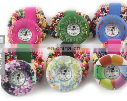 high quality ladies bracelet vintage weaved wrist watch of charm wooden beads band quartz Tourist attractions wooden watch