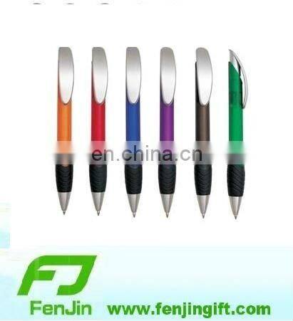 soft grip ball pen with metal clip