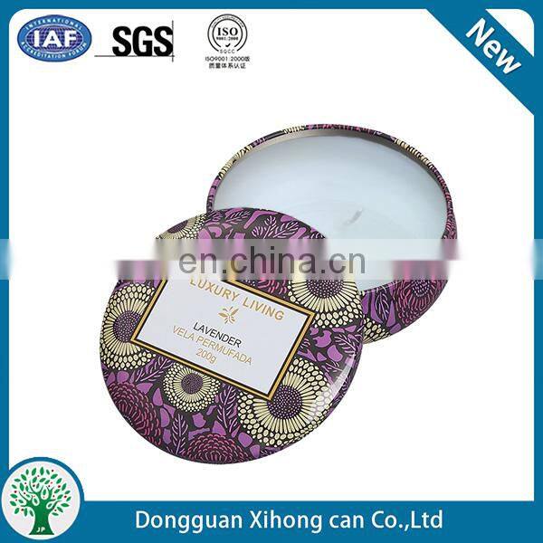 wholesale custom printed emboss small round new scented soy candle tin box