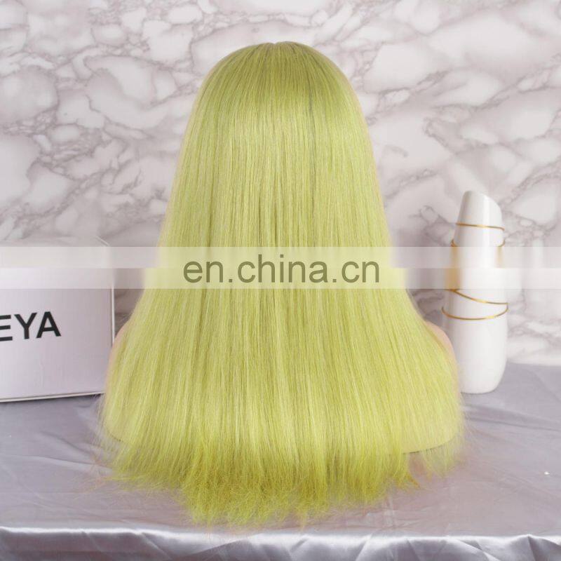 2018 fashion green color with dark roots full lace wig brazilian human hair