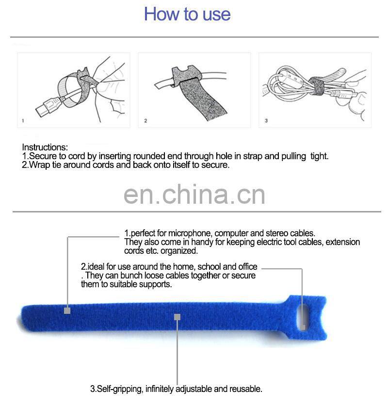 Strong thin magic releasable reusable cable tie
