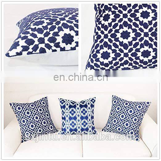 Home Decorative Square Throw Pillow covers Embroidery designs cotton canvas Pillowcases