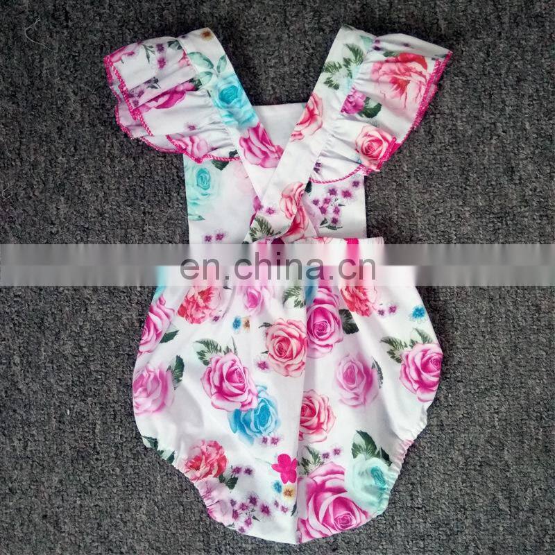 Beautiful Summer Newborn Baby Bodysuit Floral Cotton Infant Rompers