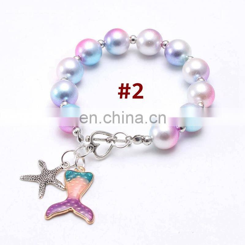 Children fairy tale bracelet Mermaid Unicorn Ice-cream Charms Girl Bracelet pendants 12Colors