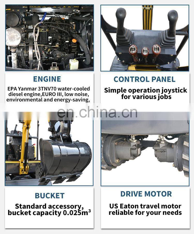 Price for 1.5 ton mini hydraulic crawler excavator with 3T NV70 engine
