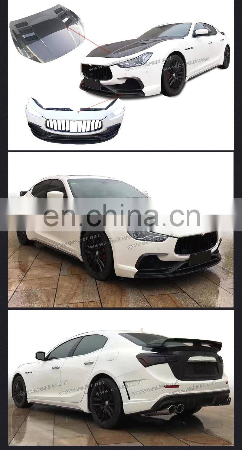 Front Rear Fiberglass Bumper Side Skirts Body Kits Suitable For Ghibli Auto Car Wide Full Body Kits Stying