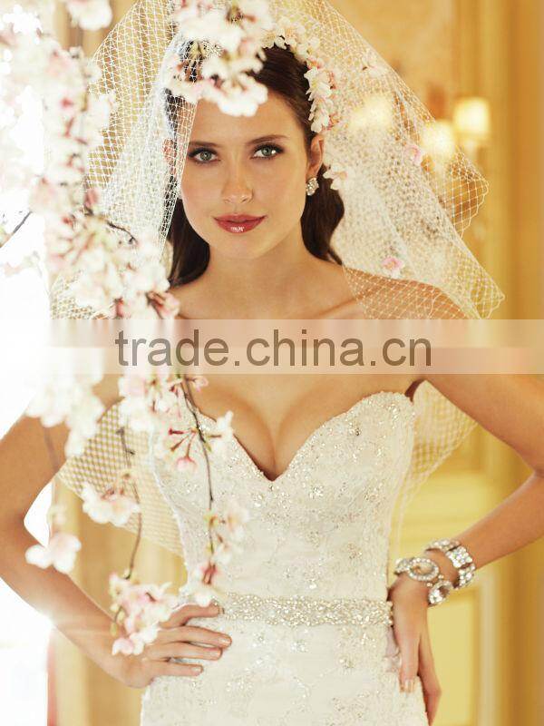2014 New Sweetheart Beaded Waist Mermaid Lace Wedding Dress