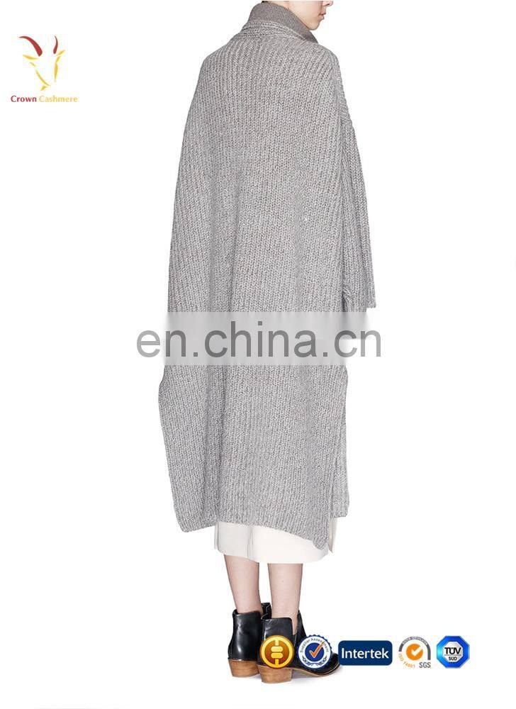 Long Turtleneck Cashmere Poncho Pattern Coat for Women Winter