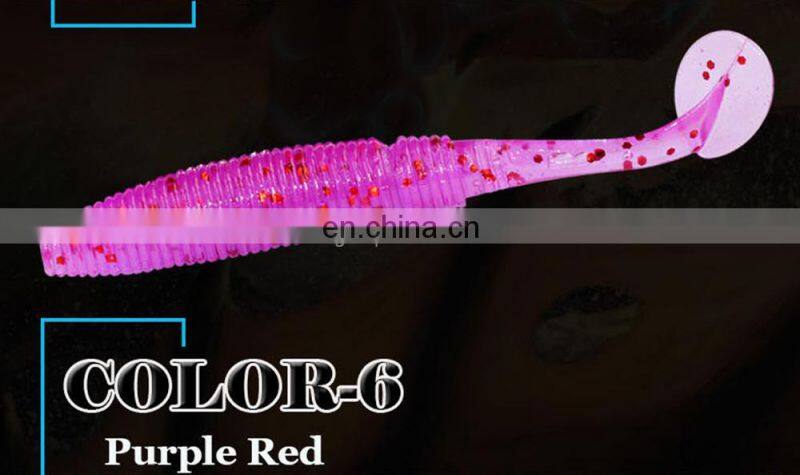15pcs/bag T Tail Soft Lure 50mm 1g Plastic Fishing Lure Soft Baits Jig Head Texas Rig Bass Fishing Paddle Tail soft Grubs Maggo