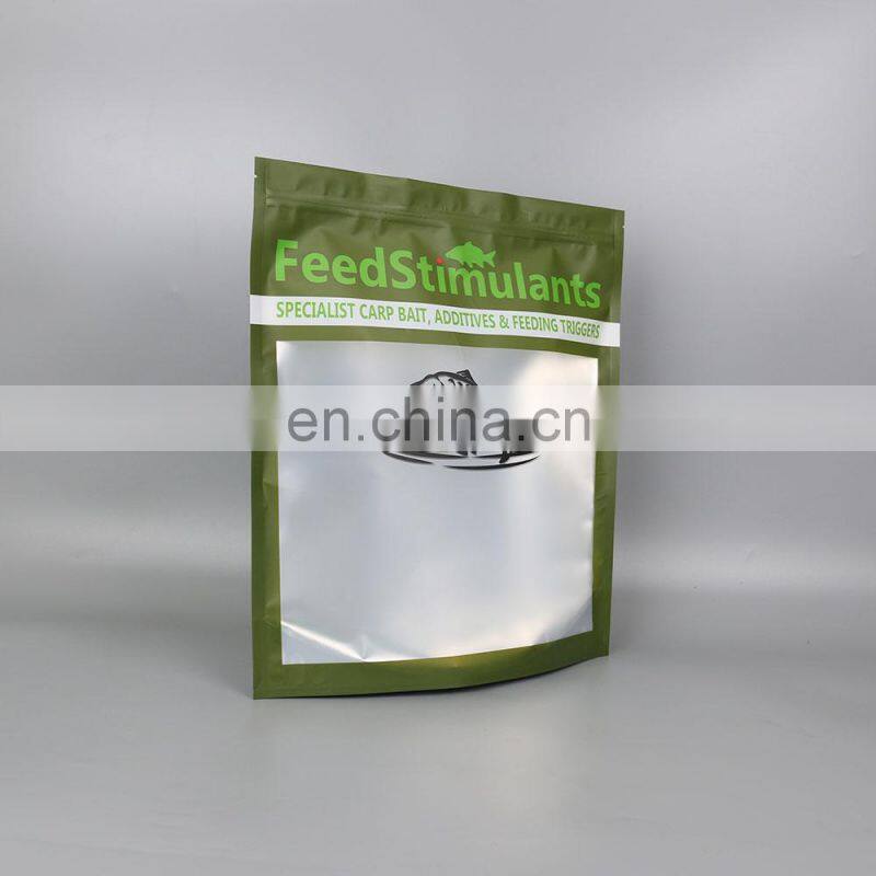 China gold supplier printed stand up dog food packaging mylar bags custom window with resealable zipper