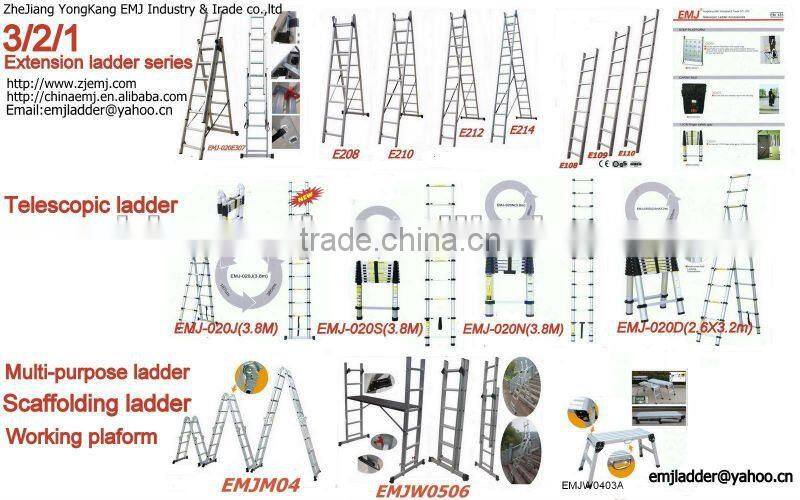 China factory EN131 2.5+2.5 meters aluminum telescopic Ladder