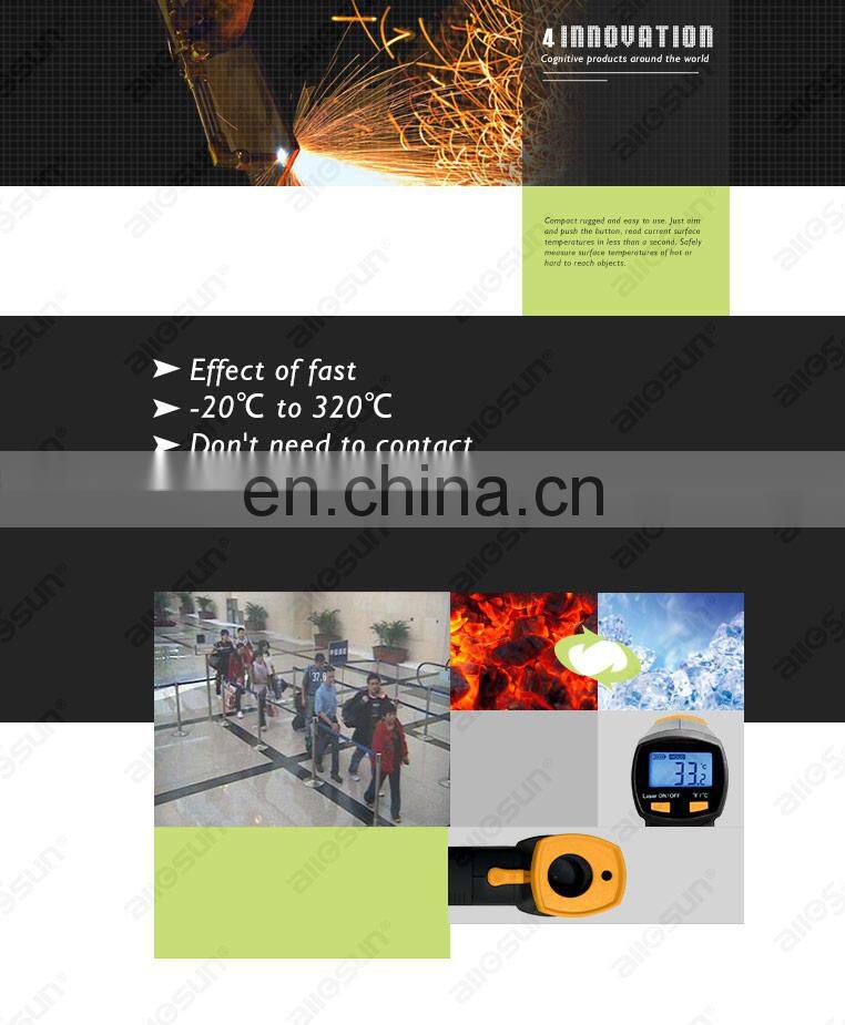 Allosun EM520A Non-Contact Laser Digital LCD IR Infrared Digital C/F Selection Surface Temperature Tester for industry