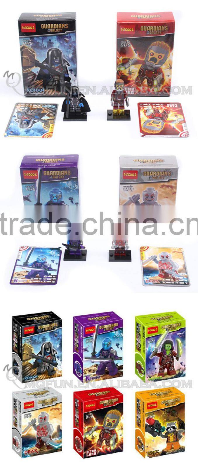 Mini Qute DECOOL 6pcs/set Marvel super hero Guardians of the Galaxy building block action figures educational toy NO.0175-0180