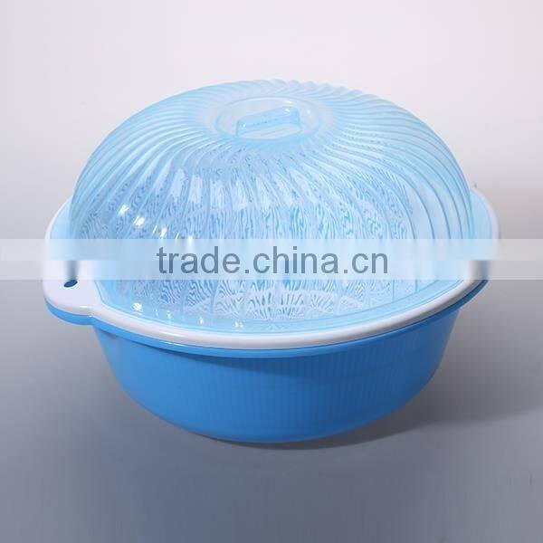 fashion household round shape plastic dewatering sieve with lid