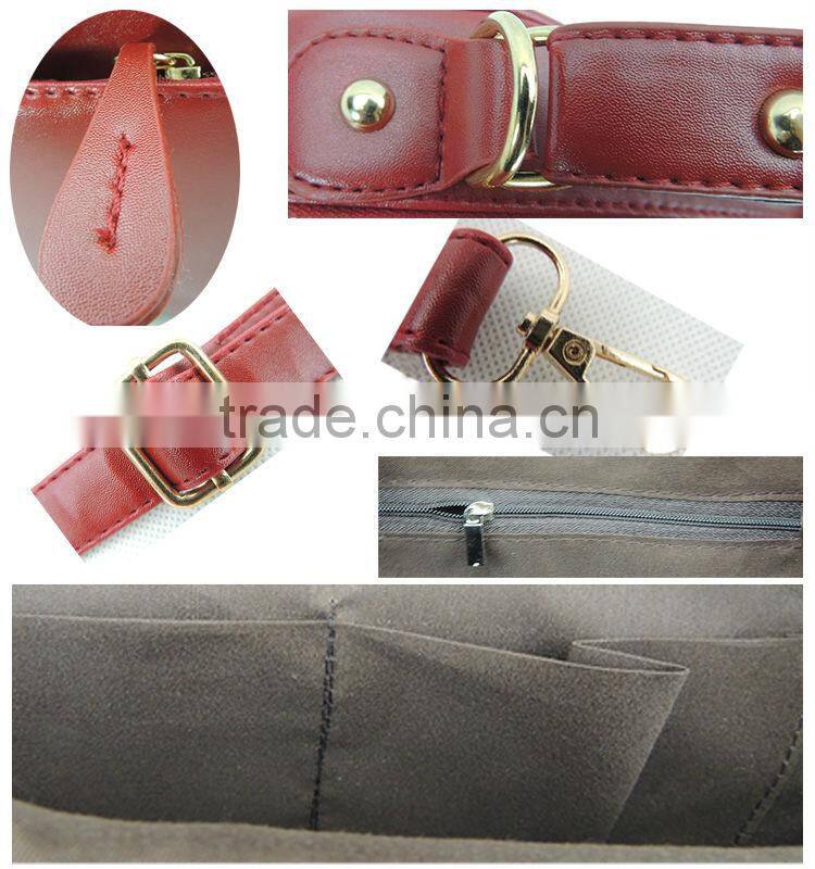 new style maroon pu leather ladies handbag