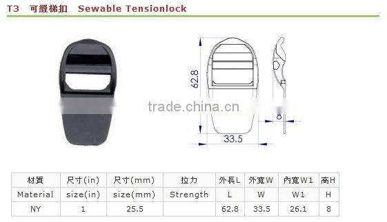 Adjustable plastic ladder lock buckle for webbing