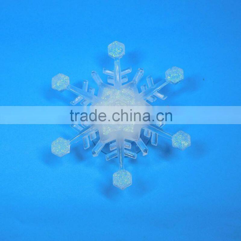 LED Light Color Changeable Glittering Plastic Snowflake Light Lamp w/Sucker for Christmas