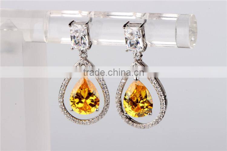 Wholesale High Quality Classic yellow sapphire zircon Earrings
