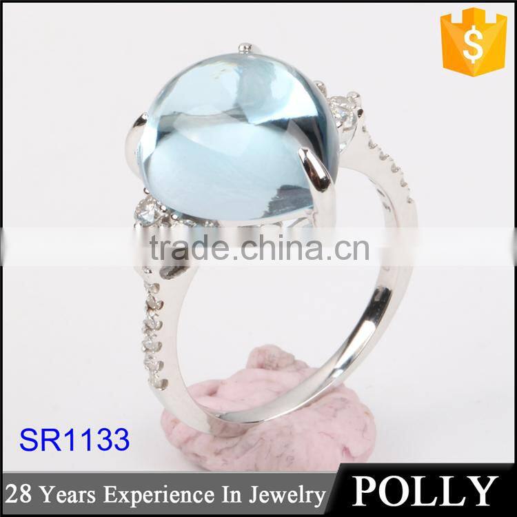 OEM solid lapis prong set center 18k white gold 750 ring jewelry