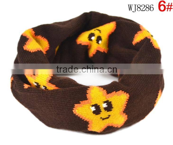 Autumn Winter Newest Smile Star Knitted Fashion Baby Kids Circle Loop Scarf