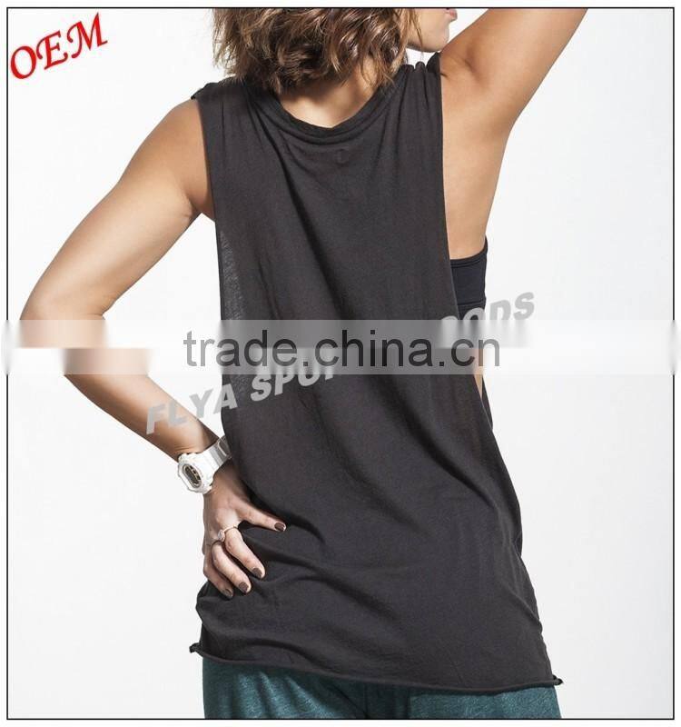 100% Cotton Custom Plain Round Neck Sleeveless Gym Wear Sexy Womens Fitness Tank Top