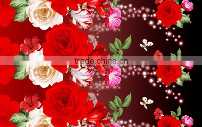 woven fabric polyester brushed fabric/ flower designs printing fabric/disperse printing fabric